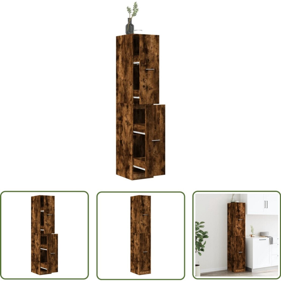 vidaXL Houten Kast - Apothekerkast - Apothekerskast 30x41x174,5 cm bewerkt hout gerookt eikenkleurig - Opslagoplossing - Bergruimte - Vintage Kast afbeelding 1
