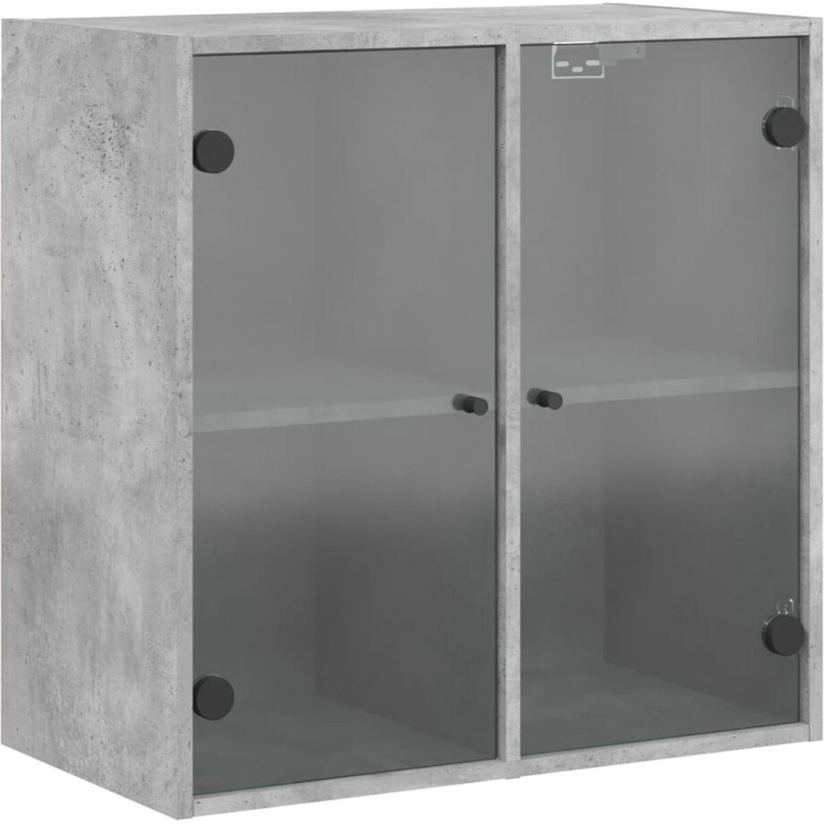 vidaXL - Wandkast - met - glazen - deuren - 68x37x68,5 - cm - betongrijs afbeelding 1
