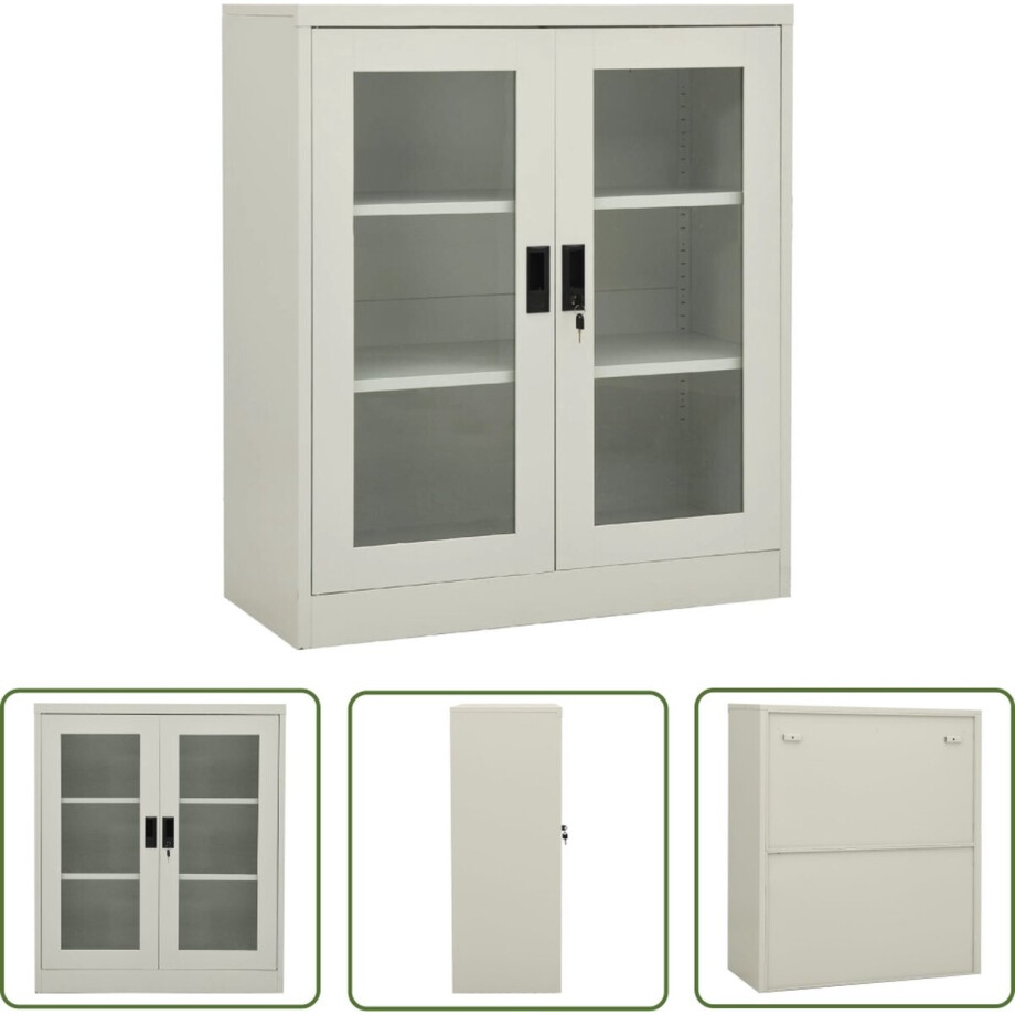 vidaXL Kantoorkast - Archief Kast - Kantoorkast 90x40x105 cm staal lichtgrijs - Metalen Kast - Opslagkast - Documentenkast vidaXL Kantoorkast - Archief Kast - Kantoorkast 90x40x105 cm staal lichtgrijs - Metalen Kast - Opslagkast - Documentenkast afbeelding 1