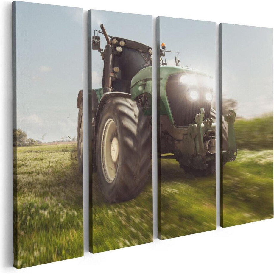 Artaza Canvas Schilderij Vierluik Tractor op het Gras - Trekker - 80x60 - Foto Op Canvas - Canvas Print afbeelding 1