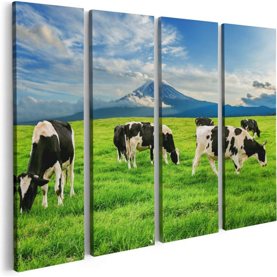 Artaza Canvas Schilderij Vierluik Koeien In De Wei - 80x60 - Foto Op Canvas - Canvas Print afbeelding 1