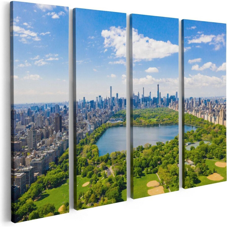 Artaza Canvas Schilderij Vierluik Central Park In New York Met Wolkenkrabbers - 80x60 - Foto Op Canvas - Canvas Print afbeelding 1