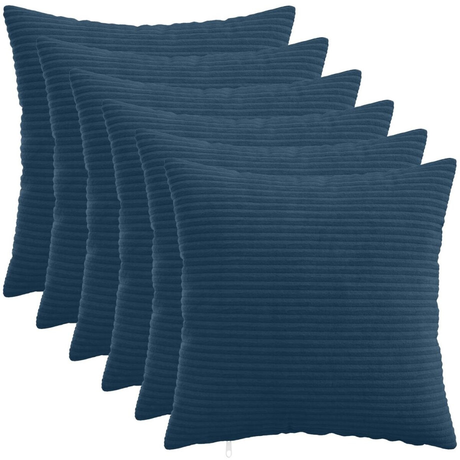 vidaXL - Kussensloop - 6 - st - HEERLEN - Marineblauw - 35 - x - 35 - cm - corduroy vidaXL - Kussensloop - 6 - st - HEERLEN - Marineblauw - 35 - x - 35 - cm - corduroy afbeelding 1