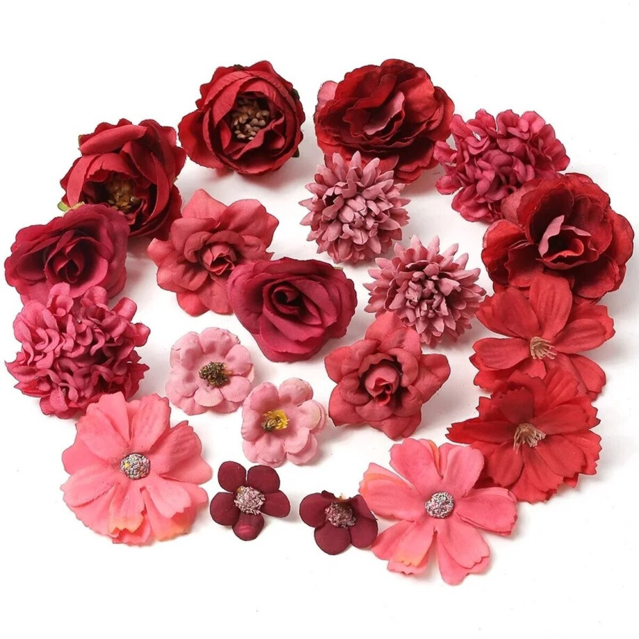 Mini Kunstbloemen - 20 Stuks - Nepbloemen Voor Knutselen & Decoratie - Rood - Kasey Mini Kunstbloemen - 20 Stuks - Nepbloemen Voor Knutselen & Decoratie - Rood - Kasey afbeelding 1