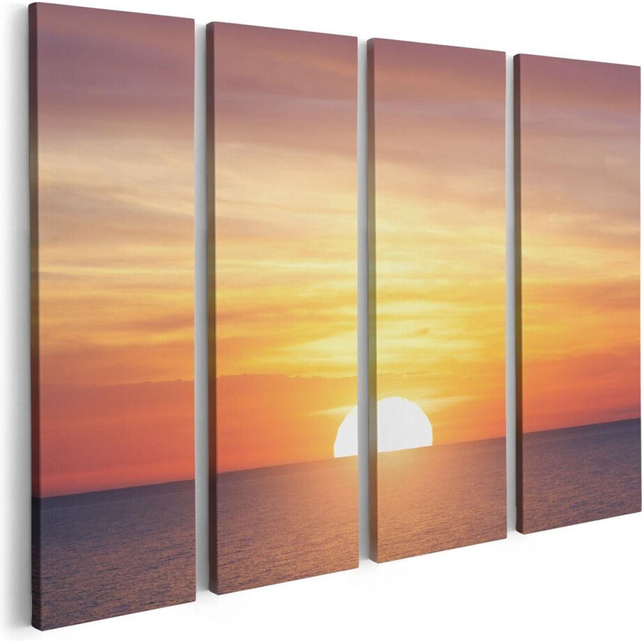 Artaza Canvas Schilderij Vierluik Zonsondergang Op De Zee - 80x60 - Foto Op Canvas - Canvas Print afbeelding 1