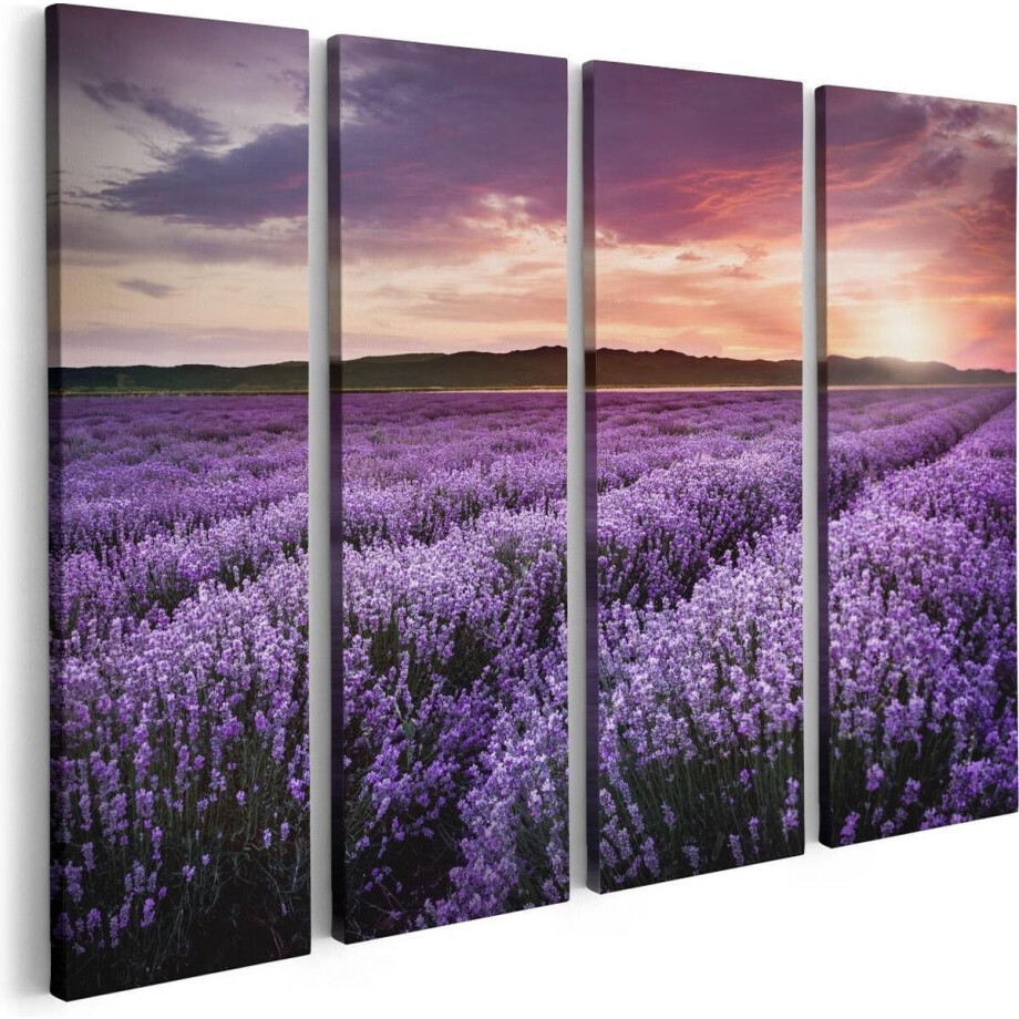 Artaza Canvas Schilderij Vierluik Bloemenveld Met Paarse Lavendel - Bloemen - 80x60 - Foto Op Canvas - Canvas Print Artaza Canvas Schilderij Vierluik Bloemenveld Met Paarse Lavendel - Bloemen - 80x60 - Foto Op Canvas - Canvas Print afbeelding 1