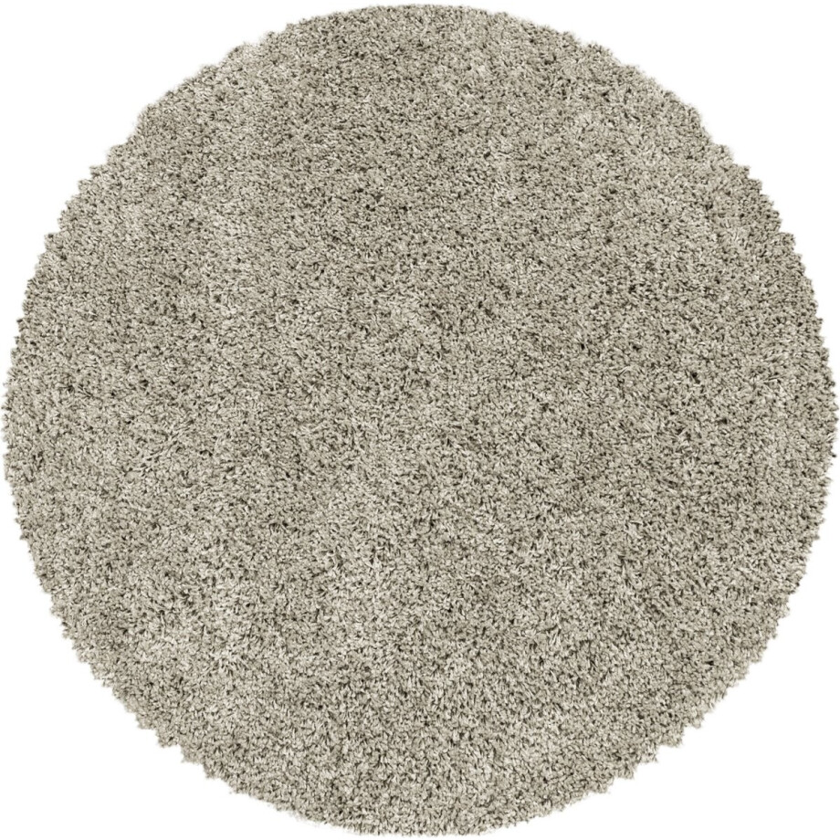 Flycarpets Azure Rond Vloerkleed Beige - Effen - Hoogpolig - 200x200 cm afbeelding 1