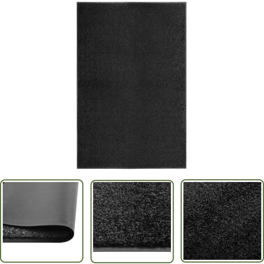 vidaXL Deurmatten - Deurkmat - Deurmat wasbaar 120x180 cm zwart - Binnenmat - Buitenmat - Antislip Mat vidaXL Deurmatten - Deurkmat - Deurmat wasbaar 120x180 cm zwart - Binnenmat - Buitenmat - Antislip Mat afbeelding 1