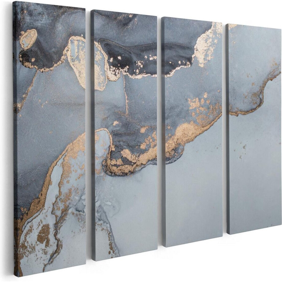 Artaza Canvas Schilderij Vierluik Abstracte Kunst Grijs Marmer - 80x60 - Foto Op Canvas - Canvas Print afbeelding 1