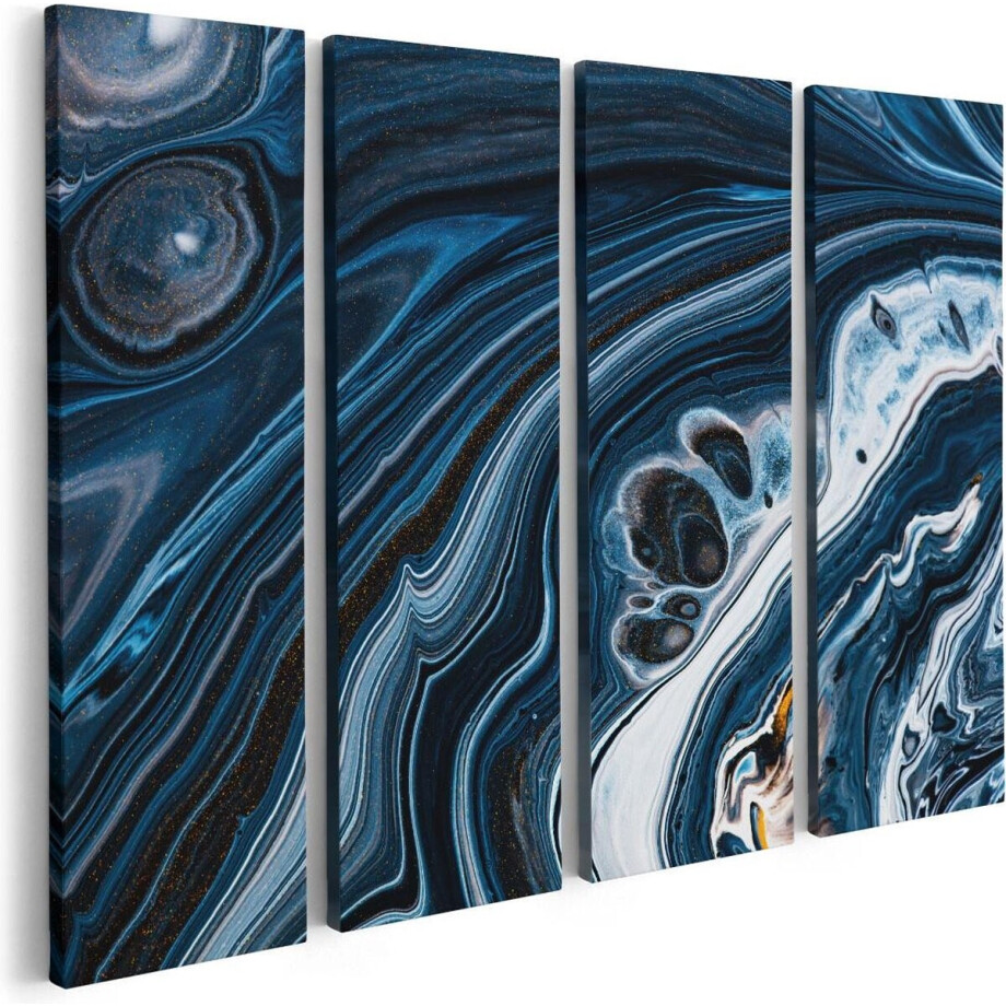 Artaza Canvas Schilderij Vierluik Abstracte Kunst - Blauwe Verf - 80x60 - Foto Op Canvas - Canvas Print afbeelding 1