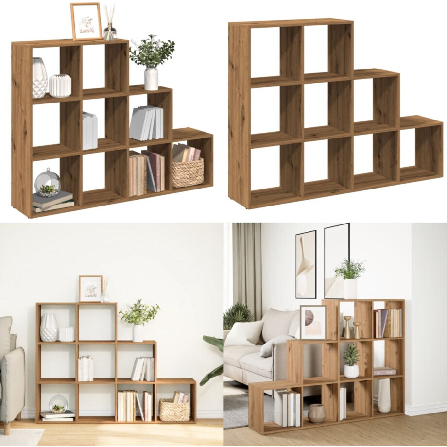 vidaXL Kamerscherm / boekenkast 137,5x29x103,5 cm hout artisanaal eik - Boekenkast - Boekenkasten - Boeken Plank - Schappenkast afbeelding 1