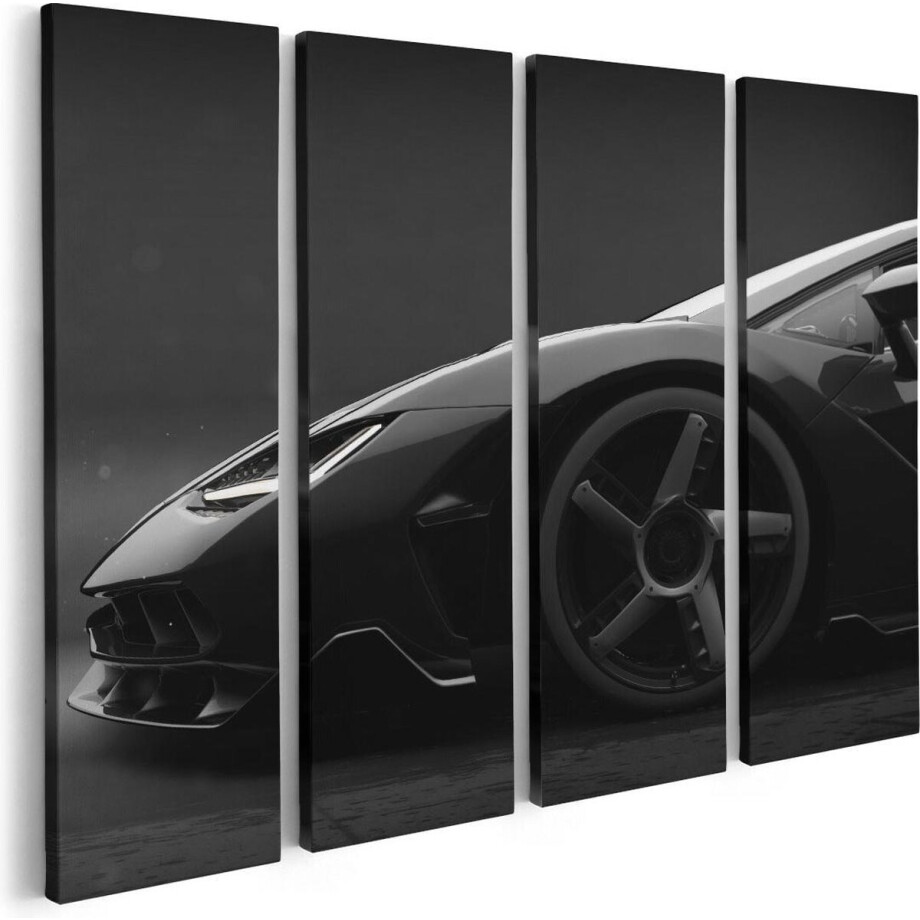 Artaza Canvas Schilderij Vierluik Zijaanzicht Zwarte Sportwagen Auto - 80x60 - Foto Op Canvas - Canvas Print Artaza Canvas Schilderij Vierluik Zijaanzicht Zwarte Sportwagen Auto - 80x60 - Foto Op Canvas - Canvas Print afbeelding 1