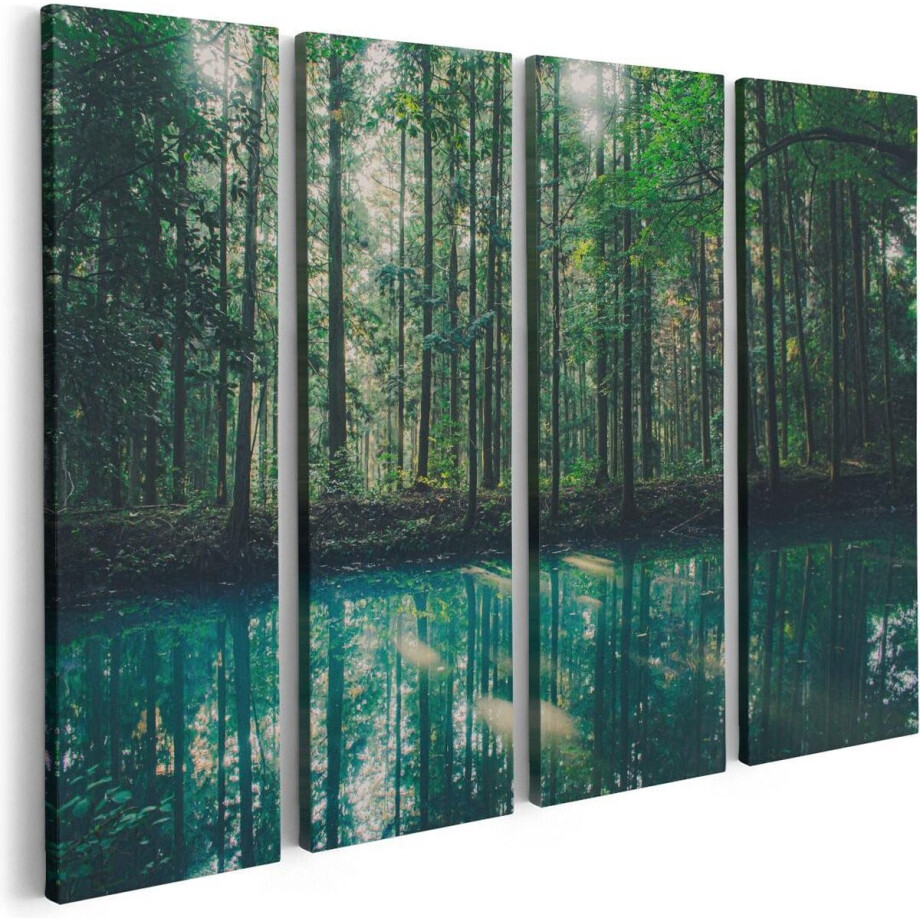 Artaza Canvas Schilderij Vierluik Bos Bij Een Groen Meer - 80x60 - Foto Op Canvas - Canvas Print Artaza Canvas Schilderij Vierluik Bos Bij Een Groen Meer - 80x60 - Foto Op Canvas - Canvas Print afbeelding 1
