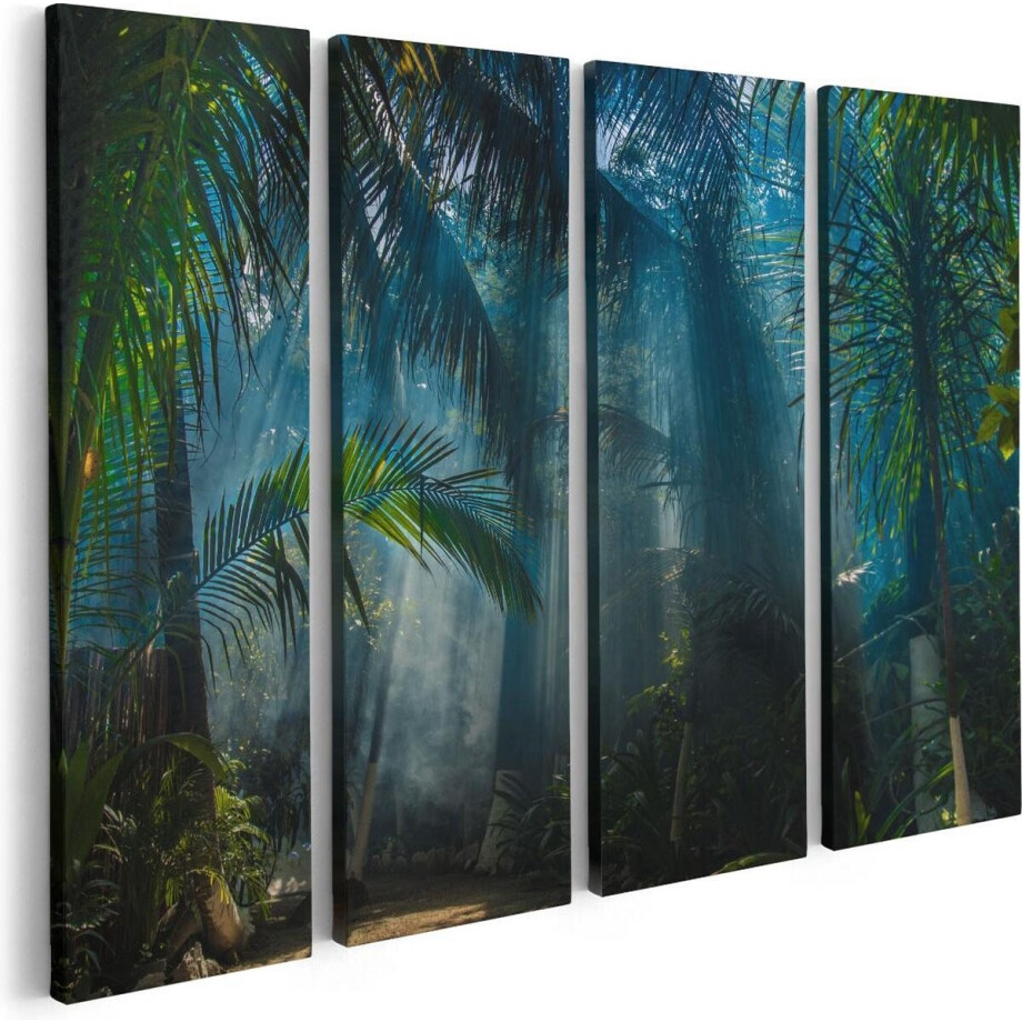 Artaza Canvas Schilderij Vierluik Dichtbegroeide Jungle Met Zonnestralen - 80x60 - Foto Op Canvas - Canvas Print Artaza Canvas Schilderij Vierluik Dichtbegroeide Jungle Met Zonnestralen - 80x60 - Foto Op Canvas - Canvas Print afbeelding 1