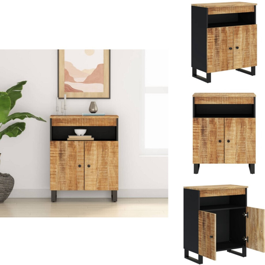 vidaXL Dressoir - Dressoirs - Kast - Dressoirkast - Dressoir met 2 deuren 60x33x75 cm massief mangohout vidaXL Dressoir - Dressoirs - Kast - Dressoirkast - Dressoir met 2 deuren 60x33x75 cm massief mangohout afbeelding 1