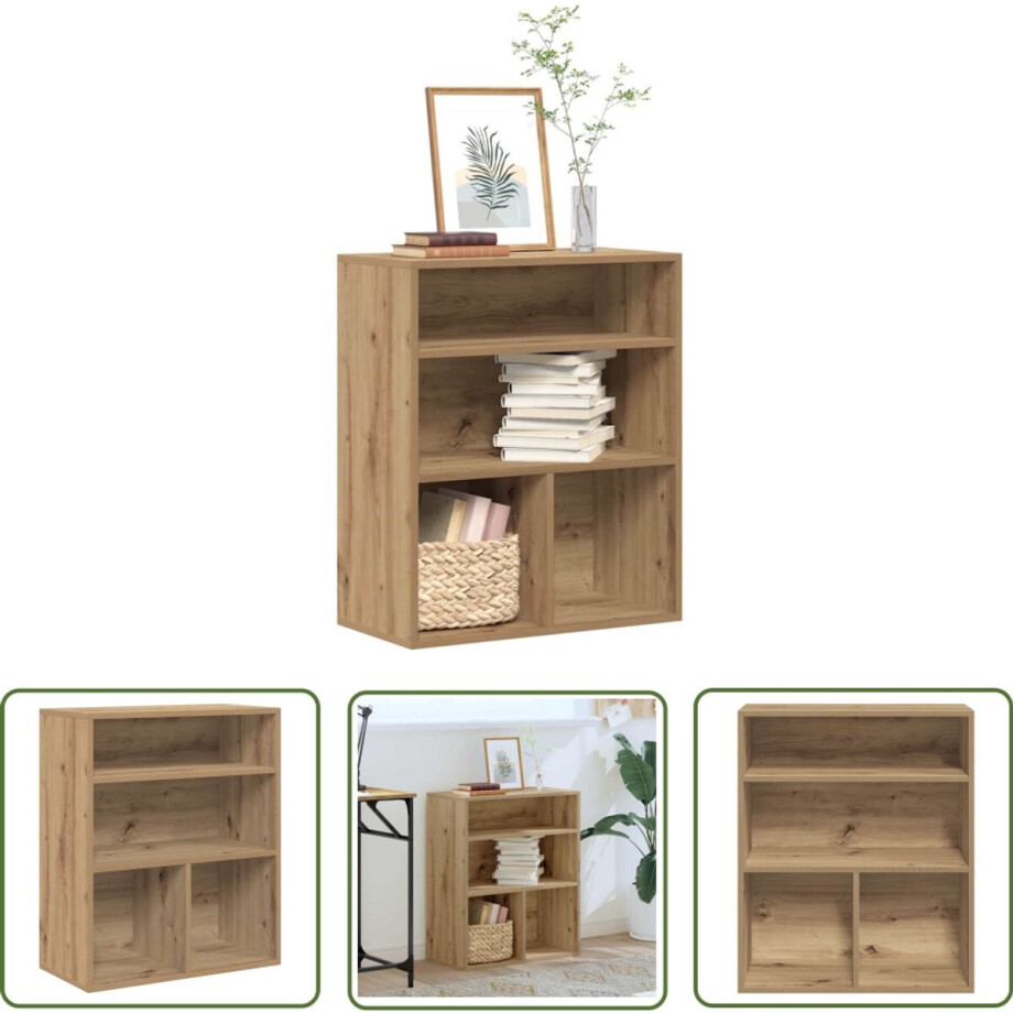 vidaXL Houten Boekenkast - Boekenkast - Boekenkast 60x30x71,5 cm bewerkt hout artisanaal eikenkleur - Bibliotheekkast - Opslagruimte - Livingroom Furniture vidaXL Houten Boekenkast - Boekenkast - Boekenkast 60x30x71,5 cm bewerkt hout artisanaal eikenkleur - Bibliotheekkast - Opslagruimte - Livingroom Furniture afbeelding 1