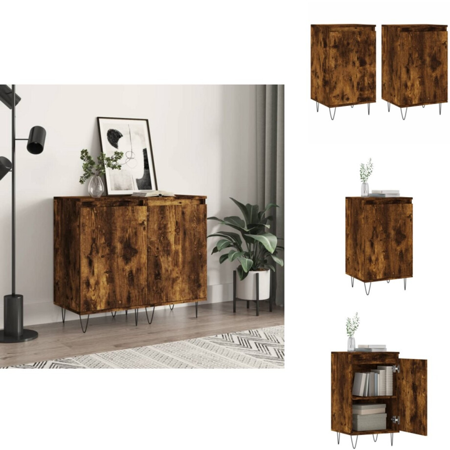 vidaXL Dressoir - Dressoirs - Kast - Wandkast - Dressoirs 2 st 40x35x70 cm bewerkt hout gerookt eikenkleurig vidaXL Dressoir - Dressoirs - Kast - Wandkast - Dressoirs 2 st 40x35x70 cm bewerkt hout gerookt eikenkleurig afbeelding 1