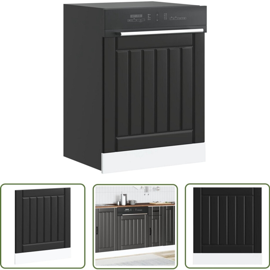 vidaXL Keukenaccessoires - Vaatwaspaneel - Vaatwaspaneel Lucca bewerkt hout zwart - Houten Panelen - Vaatwasserbeschermer - Lucca Serie afbeelding 1