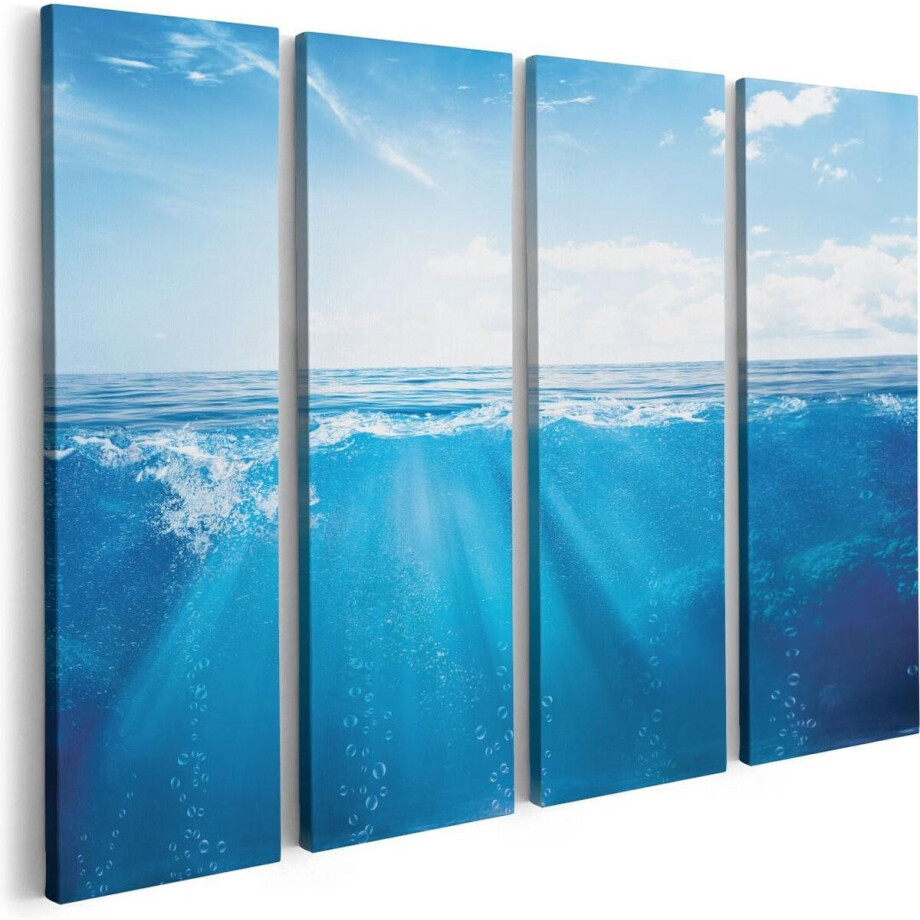 Artaza Canvas Schilderij Vierluik Helder Blauwe Zee Onder Water - 80x60 - Foto Op Canvas - Canvas Print afbeelding 1