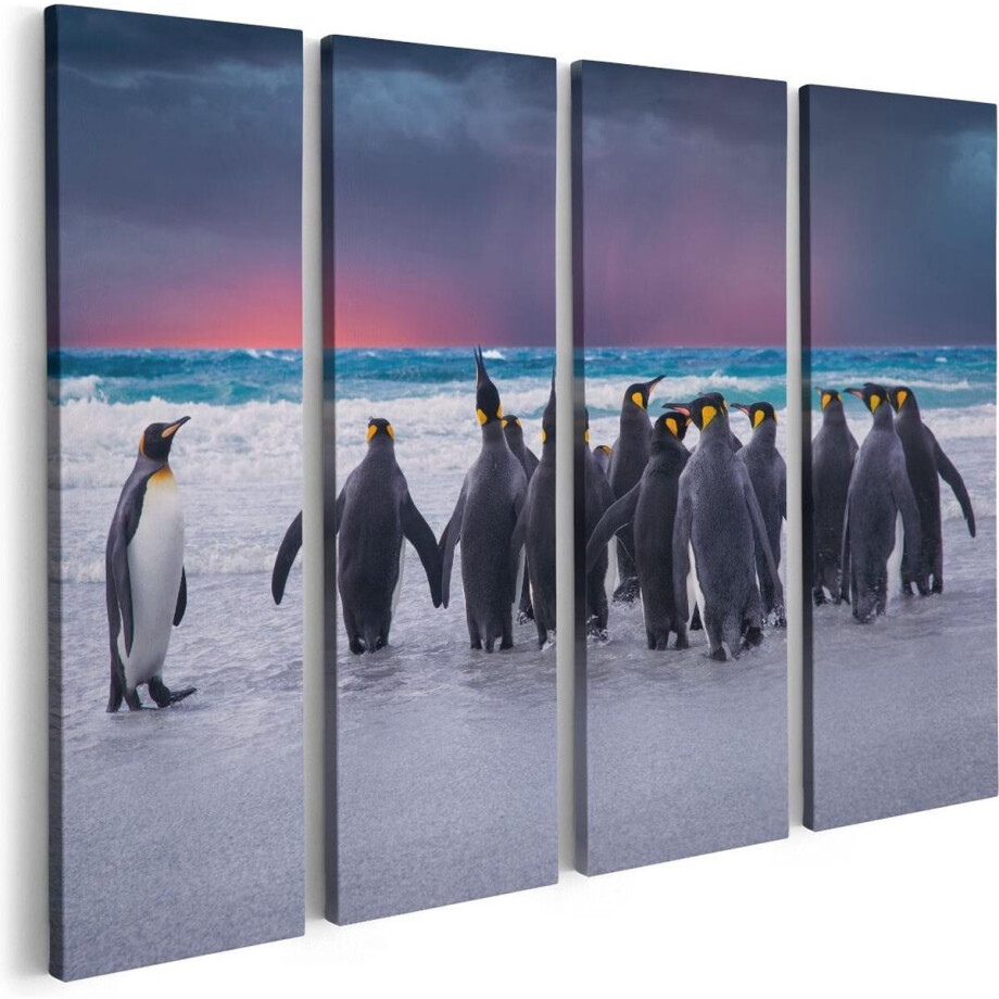 Artaza Canvas Schilderij Vierluik Groep Pinguïns bij het Water - Kudde - 80x60 - Foto Op Canvas - Canvas Print Artaza Canvas Schilderij Vierluik Groep Pinguïns bij het Water - Kudde - 80x60 - Foto Op Canvas - Canvas Print afbeelding 1