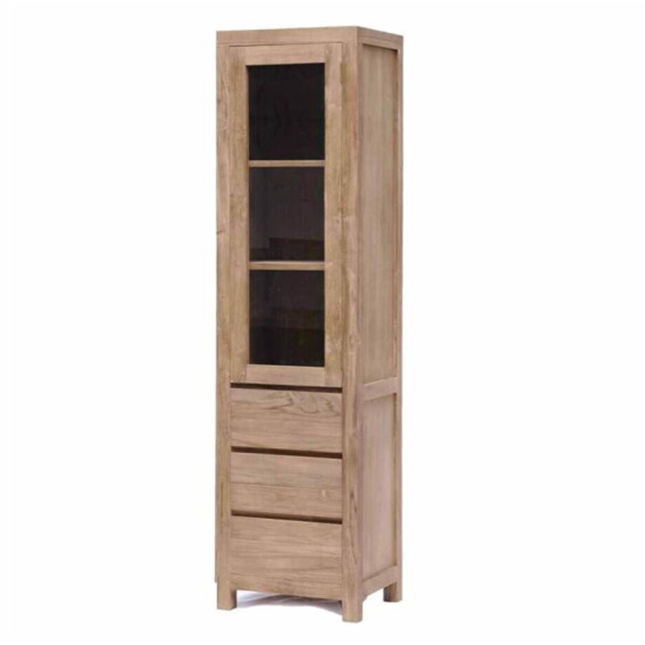 Tower Living Vitrinekast Corona teakhout 190x50 cm afbeelding 1