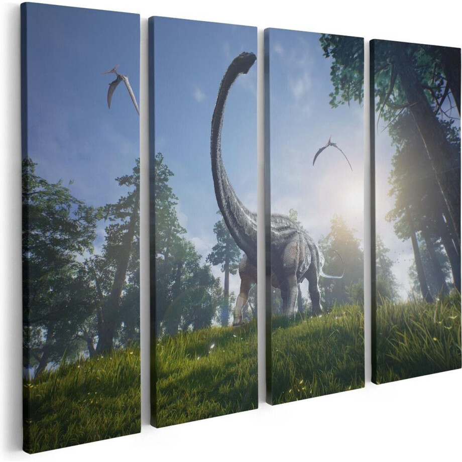 Artaza Canvas Schilderij Vierluik Diplodocus Dinosauriër in het Bos - 80x60 - Foto Op Canvas - Canvas Print afbeelding 1
