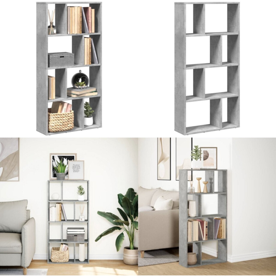 vidaXL Boekenkast 60x20x120 cm bewerkt hout betongrijs - Boekenkast - Boekenkasten - Boeken Plank - Schappenkast afbeelding 1