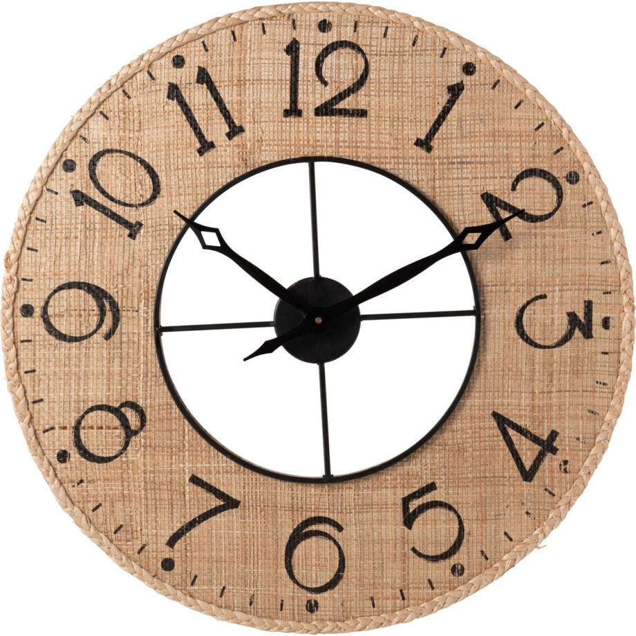 J-Line klok Sodi - hout - naturel/zwart - Ø 60 cm afbeelding 1
