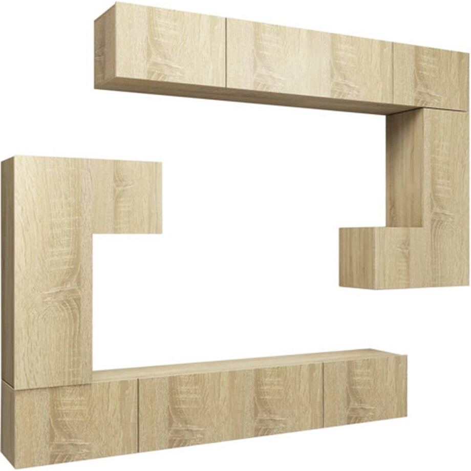 vidaXL - 8-delige - Tv-meubelset - bewerkt - hout - sonoma - eikenkleurig afbeelding 1