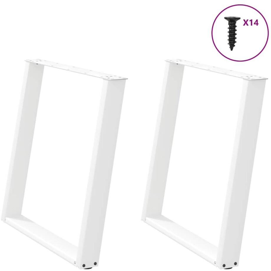 vidaXL - Eettafelpoten - 2 - st - U-vormig - 70x(72-73) - cm - staal - wit afbeelding 1