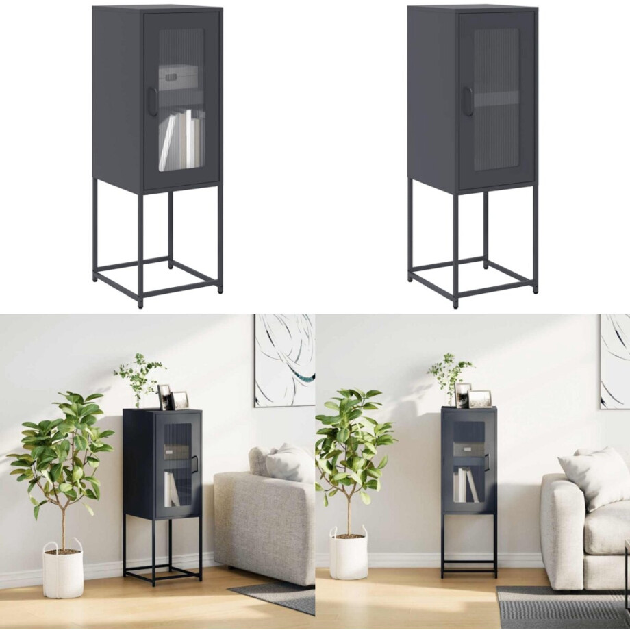 vidaXL Dressoir 36x39x107 cm koudgewalst staal antracietkleurig - Dressoir - Dressoirs - Opbergkast - Buffet vidaXL Dressoir 36x39x107 cm koudgewalst staal antracietkleurig - Dressoir - Dressoirs - Opbergkast - Buffet afbeelding 1