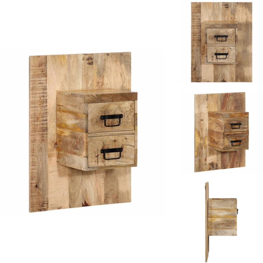 vidaXL Nachtkastje - Nachtkastjes - Bijzettafel - Wandkastje - Nachtkastje 60x32x80 cm massief ruw mangohout afbeelding 1