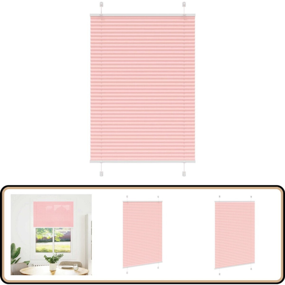 vidaXL Plissé Rolgordijn Roze 90x100 cm Polyester Plisségordijn - Rolgordijn - Privacy - Zonwering - Kamers Decoratie afbeelding 1