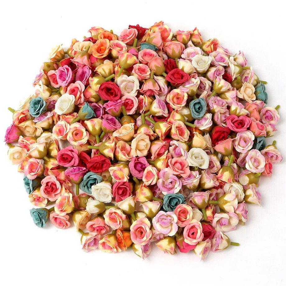 Kunstbloemen Mini Rozen - 60 Stuks - 3 cm - Kleurenmix - Knutselen & Decoratie - Kasey afbeelding 1