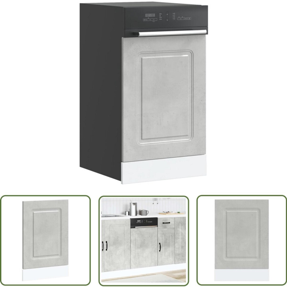 vidaXL Keukenapparatuur - Vaatwaspaneel - Vaatwaspaneel Kalmar 45x1,5x67 cm bewerkt hout betongrijs - Vaatwasserfront - Houten Panelen - Betonnen Look afbeelding 1