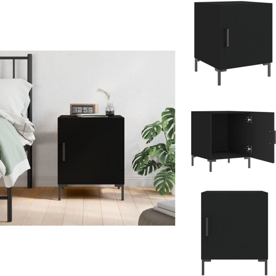 vidaXL Nachtkastje - Nachtkastjes - Bijzettafel - Wandkastje - Nachtkastje 40x40x50 cm bewerkt hout zwart afbeelding 1