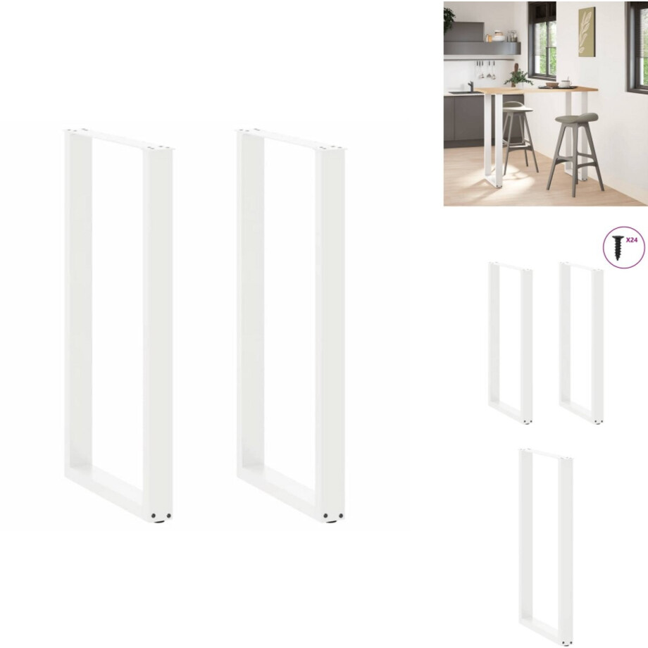 vidaXL Salontafelpoot - Salontafelpoten - Tafelpoot - Meubeltafelpoot - Salontafelpoten 2 st U-vormig 60x(110-111) cm staal wit vidaXL Salontafelpoot - Salontafelpoten - Tafelpoot - Meubeltafelpoot - Salontafelpoten 2 st U-vormig 60x(110-111) cm staal wit afbeelding 1