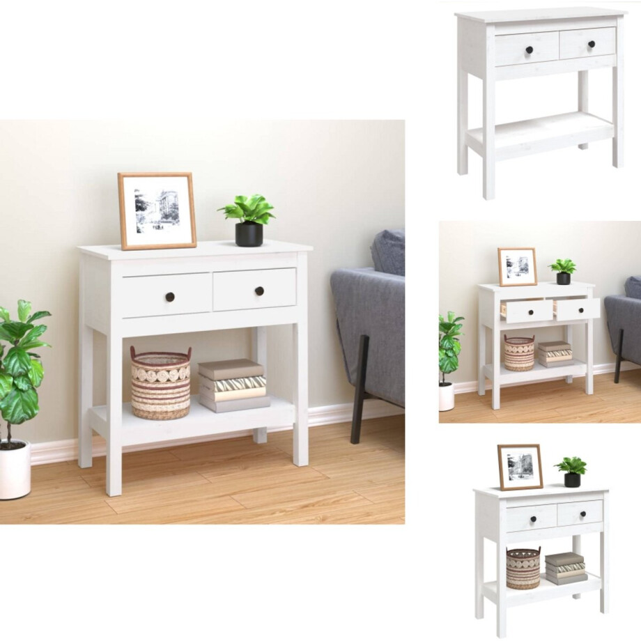 vidaXL Wandtafel - Wandtafels - Consoletafel - Houten Wandtafel - Wandtafel 75x35x75 cm massief grenenhout wit afbeelding 1