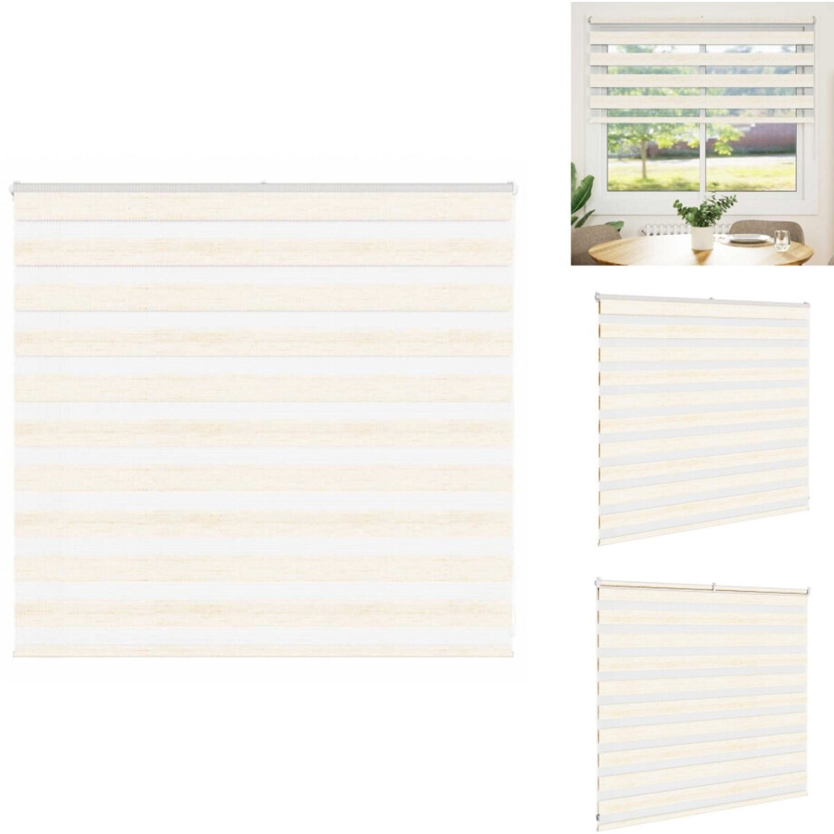 vidaXL Zebra Jaloezie - Zebra Jaloezieën - Zebra Rolgordijn - Dubbel Rolgordijn - Zebra rolgordijn 160x100 cm stofbreedte 155,9 cm marmerbeige afbeelding 1