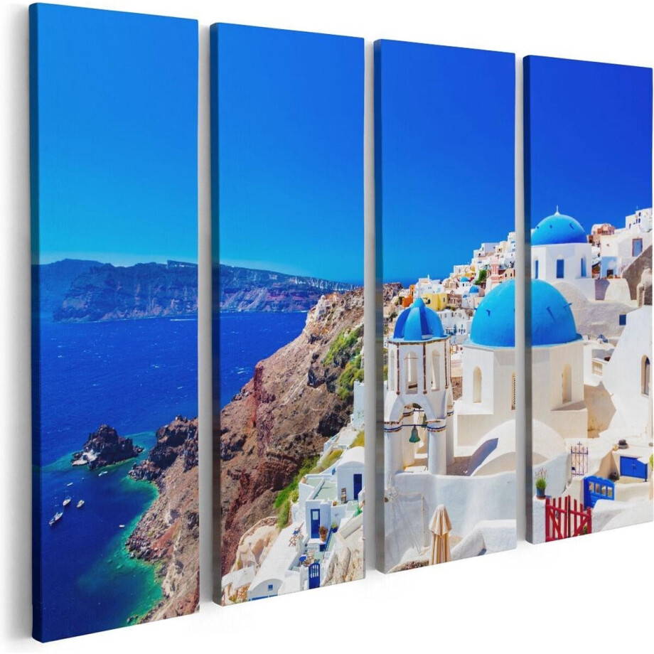 Artaza Canvas Schilderij Vierluik Blauwe Huizen met Koepels in Griekenland - 80x60 - Foto Op Canvas - Canvas Print Artaza Canvas Schilderij Vierluik Blauwe Huizen met Koepels in Griekenland - 80x60 - Foto Op Canvas - Canvas Print afbeelding 1
