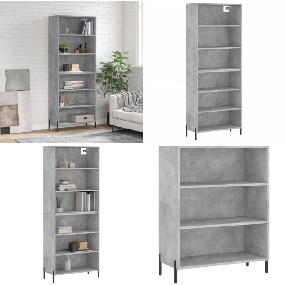 vidaXL Hoge kast 69,5x32,5x180 cm bewerkt hout betongrijs - Hoge Kast - Hoge Kasten - Dressoir - Opbergrek vidaXL Hoge kast 69,5x32,5x180 cm bewerkt hout betongrijs - Hoge Kast - Hoge Kasten - Dressoir - Opbergrek afbeelding 1