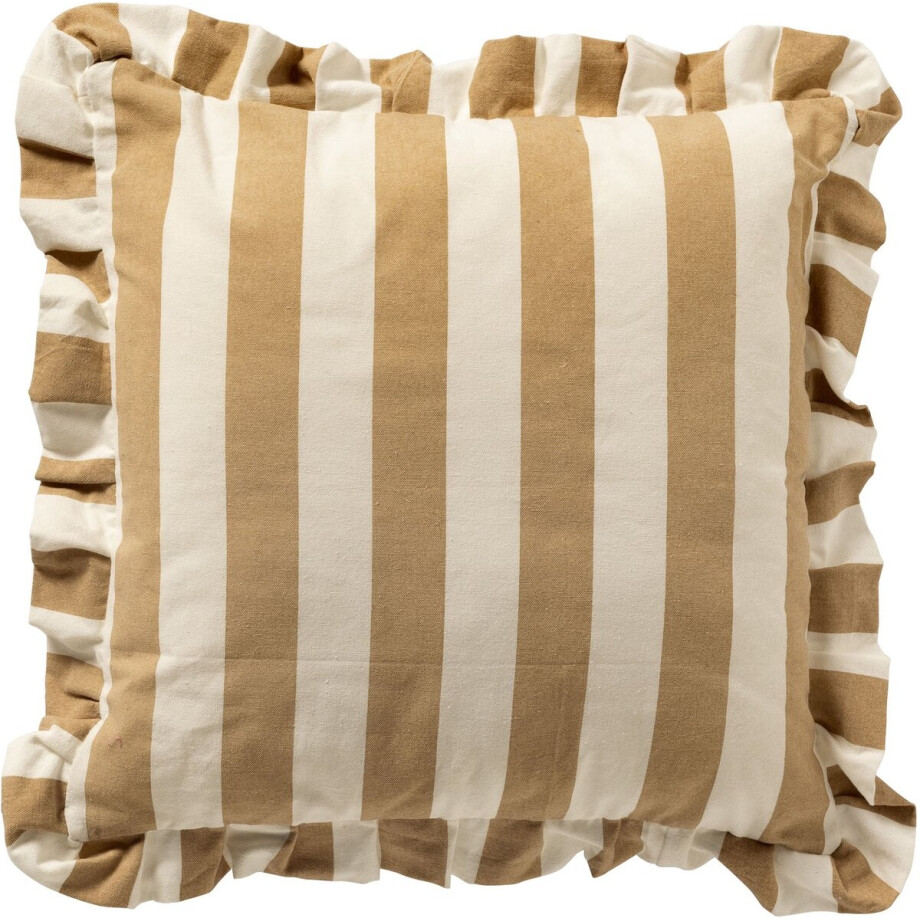 Dutch Decor BELLA - kussenhoes 45x45 cm - gestreept - ruches - Irish Cream - beige - met rits - zonder binnenkussen Dutch Decor BELLA - kussenhoes 45x45 cm - gestreept - ruches - Irish Cream - beige - met rits - zonder binnenkussen afbeelding 1