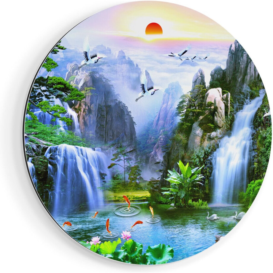 Artaza Dibond Muurcirkel Watervallen In De Bergen - Abstract - Ø 50 cm - Klein - Wandcirkel - Rond Schilderij - Voor Binnen en Buiten Artaza Dibond Muurcirkel Watervallen In De Bergen - Abstract - Ø 50 cm - Klein - Wandcirkel - Rond Schilderij - Voor Binnen en Buiten afbeelding 1