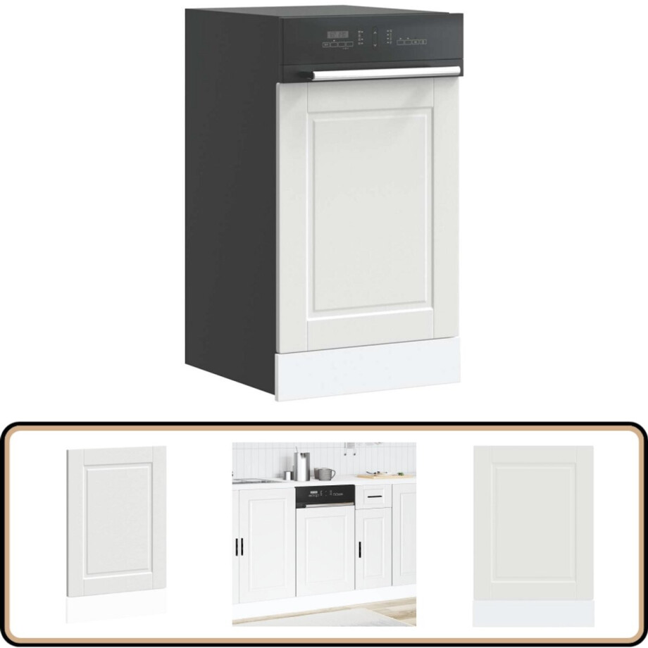 vidaXL Vaatwaspaneel Porto - 45x1,5x67 cm - Wit Vaatwastafelfront - Keukeninbouw - Houten Kastdeur - Wit Keukenmeubel - Vaatwasserbescherming afbeelding 1