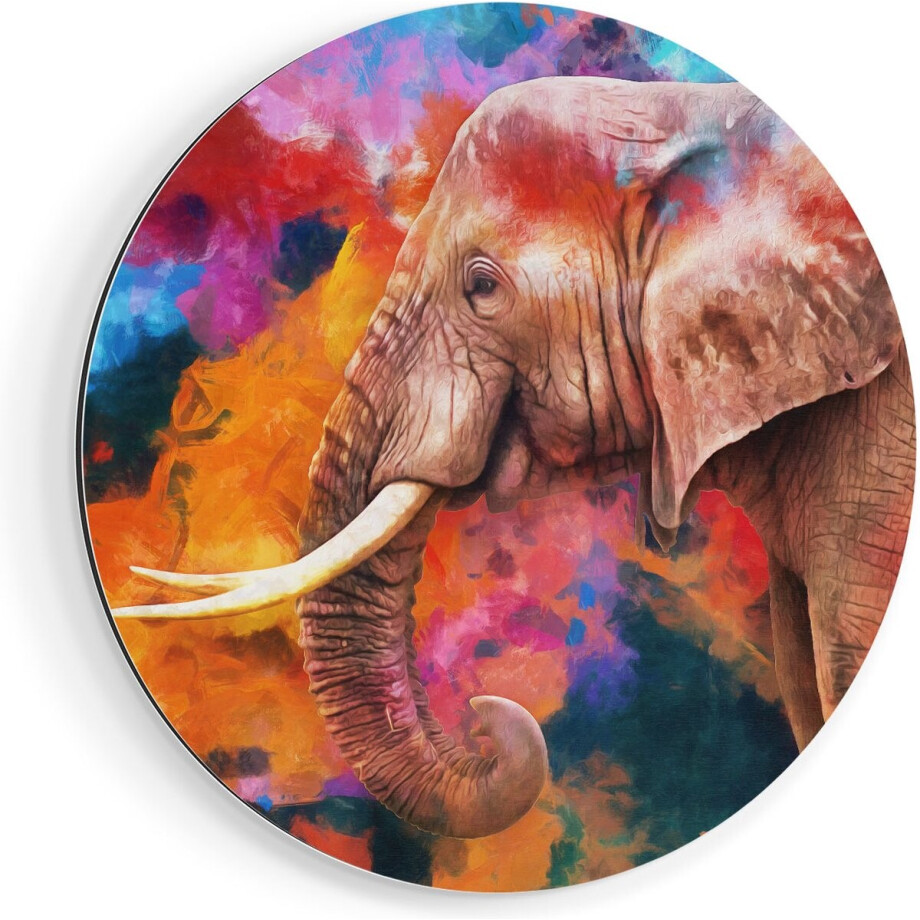 Artaza Dibond Muurcirkel Kleurrijke Olifant - Abstract - Ø 70 cm - Wandcirkel - Rond Schilderij - Voor Binnen en Buiten Artaza Dibond Muurcirkel Kleurrijke Olifant - Abstract - Ø 70 cm - Wandcirkel - Rond Schilderij - Voor Binnen en Buiten afbeelding 1