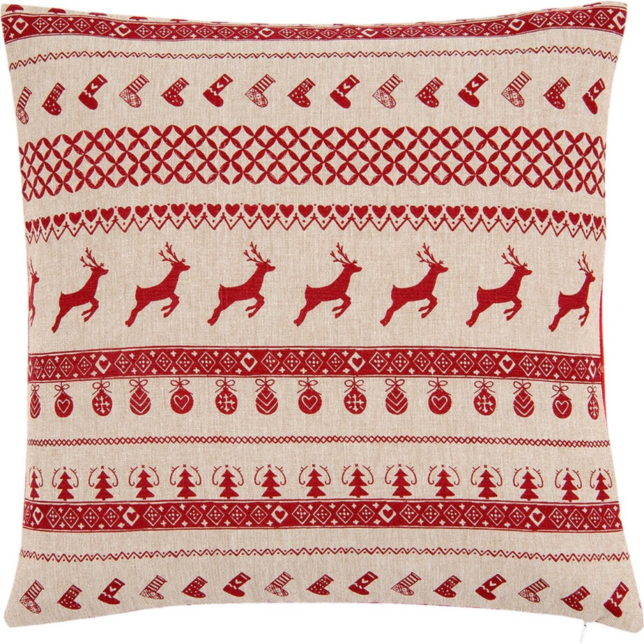 Clayre & Eef Kussenhoes 40x40 cm Rood Katoen Rendieren afbeelding 1