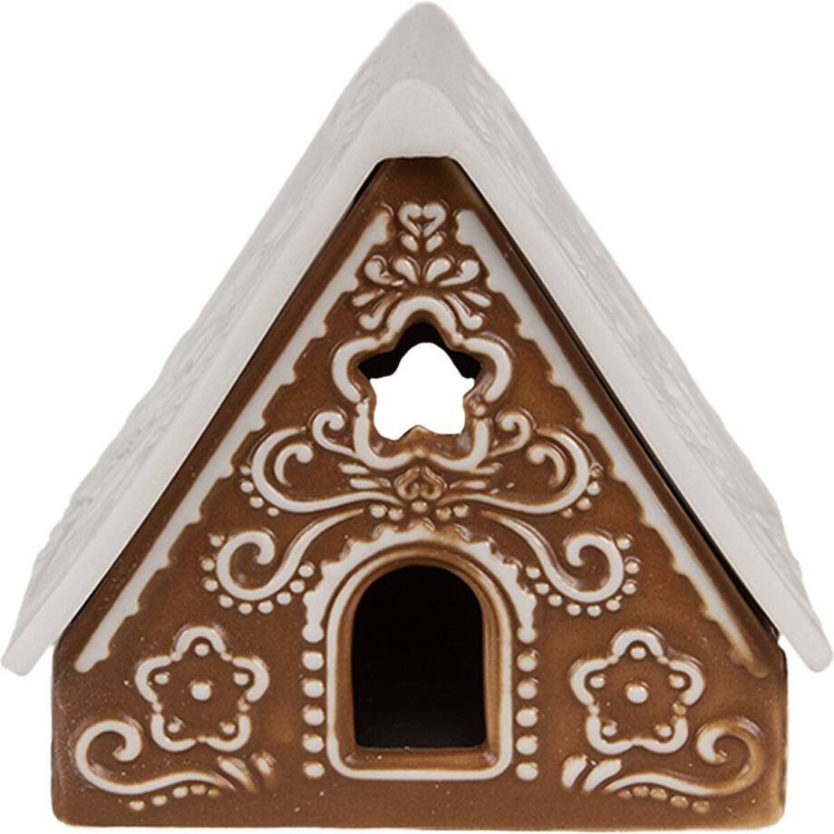 Clayre & Eef Waxinelichthouder Gingerbread house 8x8x8 cm Bruin Porselein Clayre & Eef Waxinelichthouder Gingerbread house 8x8x8 cm Bruin Porselein afbeelding 1