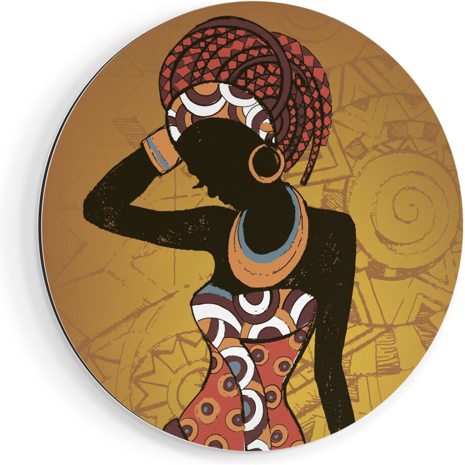 Artaza Dibond Muurcirkel - Getekende Afrikaanse Vrouw - Abstract - Ø 80 cm - Groot - Wandcirkel - Rond Schilderij - Voor Binnen en Buiten Artaza Dibond Muurcirkel - Getekende Afrikaanse Vrouw - Abstract - Ø 80 cm - Groot - Wandcirkel - Rond Schilderij - Voor Binnen en Buiten afbeelding 1