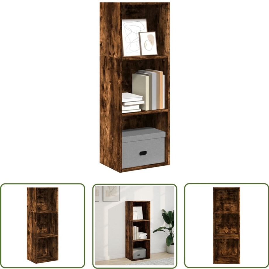 vidaXL Houten Boekenkast - Boekenkast - Boekenkast 40x30x114 cm bewerkt hout gerookt eikenkleurig - Opbergkast - Bibliotheekkast - Vintage Boekenkast afbeelding 1