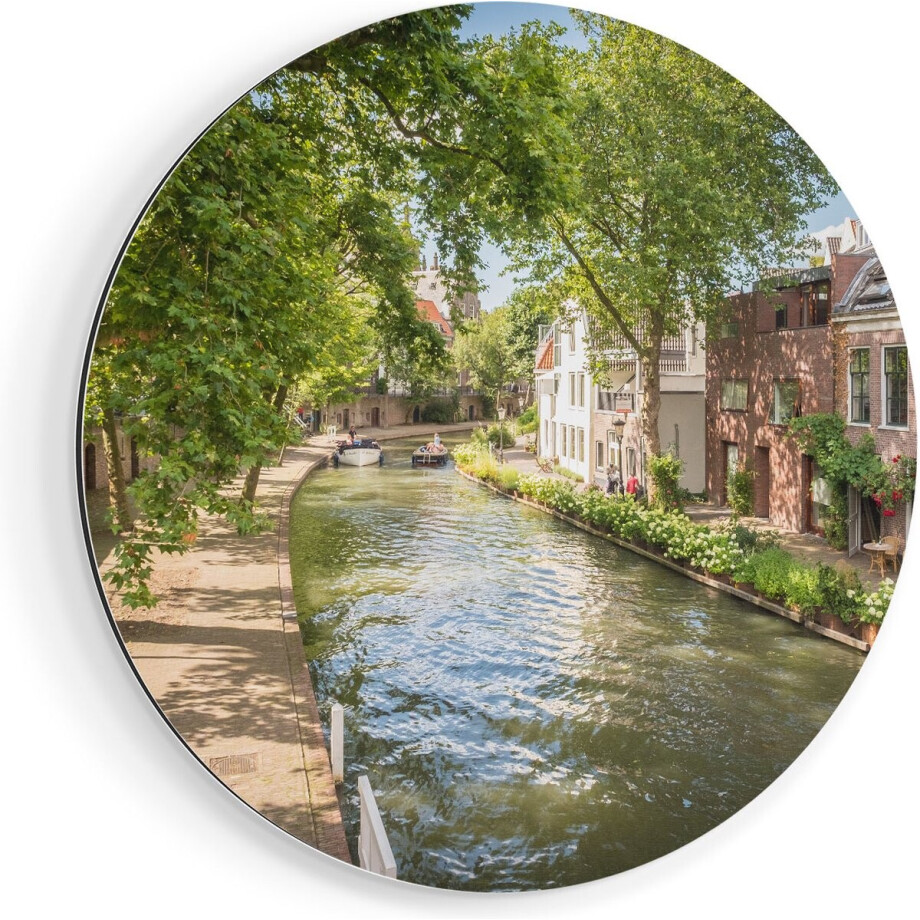 Artaza Dibond Muurcirkel Oudegracht In Utrecht - Ø 90 cm - Groot - Wandcirkel - Rond Schilderij - Voor Binnen en Buiten Artaza Dibond Muurcirkel Oudegracht In Utrecht - Ø 90 cm - Groot - Wandcirkel - Rond Schilderij - Voor Binnen en Buiten afbeelding 1